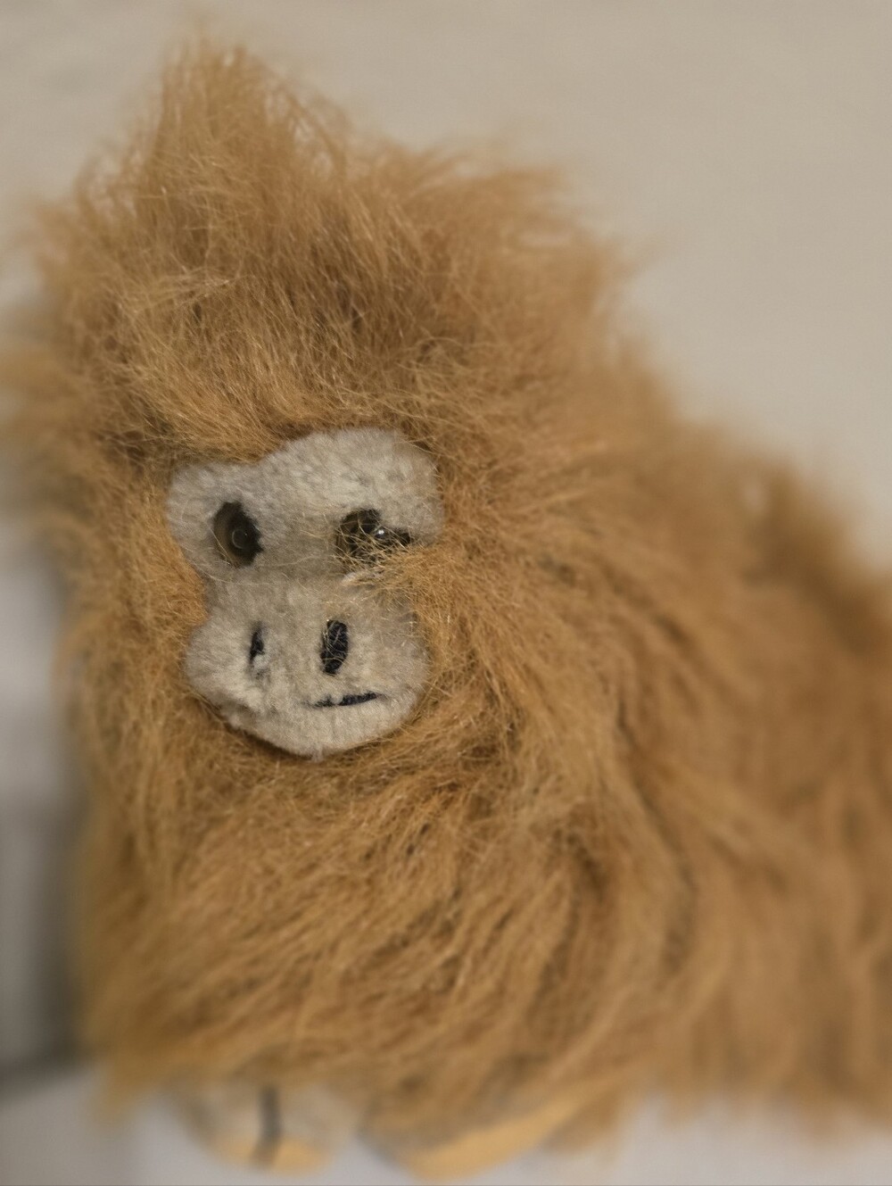 Vintage Plush Orangutan Stuffed Toy - Fluffy Rust Brown. Rare